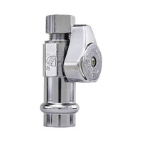 G2CP14X C1 | Straight Stop Valve 1/2 x 3/8 Inch Brass Chrome Quarter Turn Press Connect x OD Compression | Brasscraft