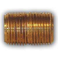 112-4 | 1/4 X CLOSE YELLOW BRASS NIPPLE MAF/USA Mid-America Fittings Made in USA | Midland Metal Mfg.
