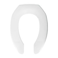 295SSCT000 | Toilet Seat Elongated Open Front Less Cover Plastic White for Commercial Toilet Self-Sustaining Hinge | Church Seats