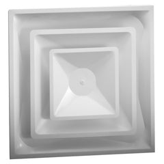 Hart & Cooley FPD08W Ceiling Diffuser 4 Way Fixed Pattern 2 Cone 8 Inch Bright White Steel  | Blackhawk Supply