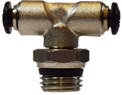 Midland Metal Mfg. 20684N 8MM OD X 1/4 SWVL MALE BRANCH-T N-PLTD, Brass Fittings, Nickel Plated Push In Fittings, METRIC TUBE SWIVEL MALE BRANCH TEE | Blackhawk Supply