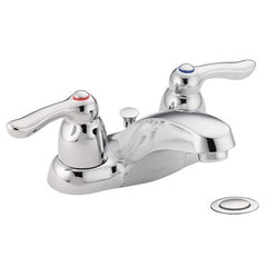 Moen 8917 Lavatory Faucet M-Bition Centerset 4 Inch Spread 2 Lever ADA Chrome 1.2 Gallons per Minute Low Arc Metal Pop-Up Assembly | Blackhawk Supply