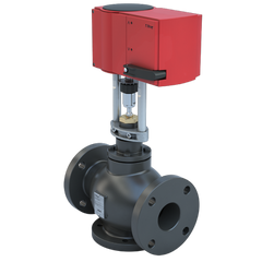 Bray DG5-3-250C/GA24-562 5" | Flanged Globe valve | 3way | Cast Iron body | Bronze trim | CV 250 | Normally Closed | Normally Closed to C | Pic and Globe Valve Linear Actuator 24VAC/DC Non-Spring Return | Blackhawk Supply