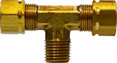 Midland Metal Mfg. 26296 3/8 X 1/4 COMP X MIP TEE W/26005, Brass Fittings, Captive Sleeve Compression, Captive Sleeve Male Branch Tee | Blackhawk Supply