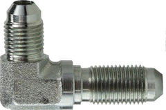 Midland Metal Mfg. 27016 BH UNION EL 9/16-18 X 9/16-18, Hydraulic, Bulkhead Fittings Steel 37 Degree JIC Flare, JIC Bulkhead Union Elbow | Blackhawk Supply