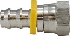 Midland Metal Mfg. 30230SS 1/4X1/4 (SS POHB X F 45/37 FL SWV), Brass Fittings, Stainless Steel Push On Hose Barb, Stainless Steel SAE/JIC 45 Deg/37 Deg Female Swivel | Blackhawk Supply