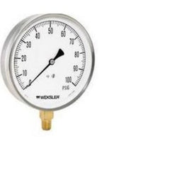Ashcroft EA14C Pressure Gauge Weksler 100PSI 4-1/2" Diameter 1/4" NPT Bottom Bourdon Tube Stem Mount | Blackhawk Supply