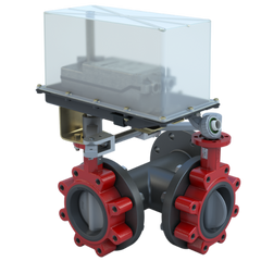 Bray 3LNE-02S39/DS24-180-TA-WS 2" 3-Way Lugged Butterfly Valve Resilient | ANSI Class 125/150 | DI body | NDI Disc | CV 87 | Damper & Valve actuator | 24 VAC/DC | 177 lb-in | on/off or floating | Spring Return | SW | Blackhawk Supply
