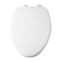 585EC000 | Toilet Seat Elongated Closed Front with Cover Wood White for Residential Toilet Easy Clean Hinges | Church Seats