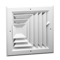 A503MS-14X14W | Ceiling Diffuser 3 Way Square Multi Shutter 14 x 14 Inch Bright White Aluminum | Hart & Cooley