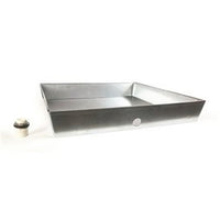 20922 | Water Heater Pan Square with Drain Fitting 24 x 24 x 4 Inch Galvanized | Camco Elements