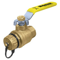 40313W | Ball Valve with Cap 3/4 Inch Female x Hose Lead Free Brass Full Port | Webstone