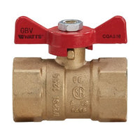 102-605 | Ball Valve T-2005C Gas 1 Inch Female NPT Brass 175PSI Yellow Tee 2 Piece PTFE 102-605 | Watts