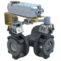 Bray MKL3-2025/DCM24-310-A 2.5" 3-Way Lugged Butterfly valve High Performance | ANSI Class 150 | CS body | CV 78 | Damper & Valve actuator | 24 Vac | 310 lb-in | modulating | Non-Spring Return | SW | Blackhawk Supply