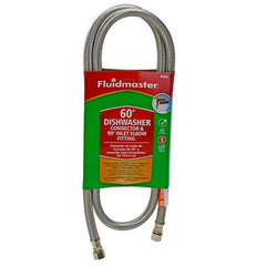 Fluidmaster B6W60K Dishwasher Connector Flexible 60 Inch 3/8" Compression Braided Stainless Steel with 3/8IN Compression x 3/4IN Hose Thread Elbow | Blackhawk Supply