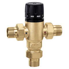Hydronic Caleffi 521516AC Mixing Valve MixCal 521 Adjustable 3-Way Thermostatic with Gauge and Check Valve 3/4 Inch Low Lead Brass Press Union 200 Pounds per Square Inch | Blackhawk Supply