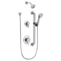 T9342GBM25 | Shower System M-Dura Posi-Temp with Grab Bar 2 Lever Chrome ADA 2.5 Gallons per Minute | Moen