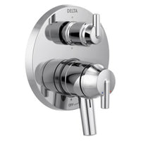 T27959 | Valve Trim Trinsic Monitor 17 Contemporary with Volume Control and 6 Setting Integrated Diverter 2 Lever Chrome ADA Escutcheon and Handle | Delta