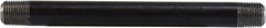 Midland Metal Mfg. 59002SMLS 1/8 x 1-1/2 Sch 80 Seamless Black Nipple, Nipples and Fittings, Black Extra Heavy SCH80 Seamless, Schedule 80 Seamless Nipple 1/8" Diameter | Blackhawk Supply