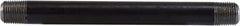 Midland Metal Mfg. 59011SMLS 1/8 X 6 SCH 80 SMLS BLACK NIPPLE, Nipples and Fittings, Black Extra Heavy SCH80 Seamless, Schedule 80 Seamless Nipple 1/8" Diameter | Blackhawk Supply