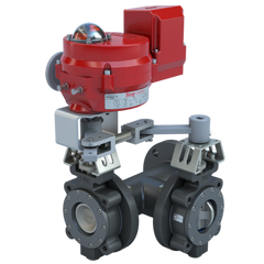 Bray MKL3-1030/70-24-0081H-BBU 3" 3-Way Lugged Butterfly valve High Performance | ANSI Class 150 | CS body | CV 185 | 24 VAC/30VDC | Two position | 800 lb-in | NEMA 4 | Heater | & Battery Backup unit | Blackhawk Supply