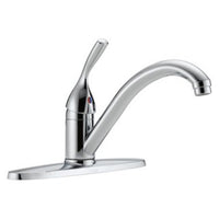 100-DST | Kitchen Faucet Widespread 8 Inch Spread 1 Lever ADA Chrome Swivel 180 Degree 3 Hole 1.8 Gallons per Minute | Delta