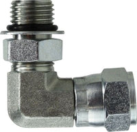 6809NWO44 | 7/16-20 (M ORB X F JIC SWV 90 ELB), Hydraulic, Steel SAE O-Ring Fittings, 37 Degree JIC Swivel Nut to O-Ring Elbow | Midland Metal Mfg.