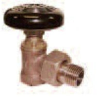 9103F-34 | Radiator Valve Angle Hot Water 3/4 Inch Female x Male Brass | Red White Valve