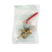 5015ABD-3/4 | Ball Valve Lead Free Forged Brass 3/4 Inch PEX Barb End 2PC with Waste | Red White Valve