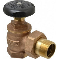 9101F-12 | Radiator Valve Angle Steam 1/2 Inch Female x Male Brass | Red White Valve