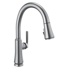 Delta 9179-ARý-DST Kitchen Faucet Coranto 1 Lever ADA Arctic Stainless High Arc Gooseneck Pull Down Swivel 360 Degree | Blackhawk Supply