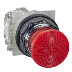 Square D 9001KR4RH6 Pushbutton, 600VAC, 10 A, 30MM, Mushroom Head, Red, Spring Return, Metal Bezel, 1 NC | Blackhawk Supply