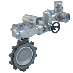 Bray MKL2-C163/AU-4068SV 2 Way High Performance Butterfly Valve | Seat Retainer Downstream | 16 Inch | 120V Non Spring Return Actuator | Blackhawk Supply