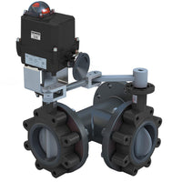 B303FD-HA266.530 | High Temp Industrial Butterfly Valve Assembly, 3-way, 3-inch, 175 psi, 120 Vac, 0-10 Vdc, Heater, Configuration D | Siemens