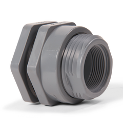 Hayward BFA1007TFS 3/4" PVC Bulkhead Fitting w/FPM standard flange gasket; threaded x threaded end connections | Blackhawk Supply