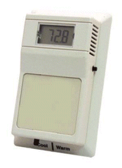 Schneider Electric ETR103-RJ4-LCD Room Temp Sensor: 1.8K Ohm Thermistor for Vista Compatibility, Setpoint, Override, LCD (displays in F), RJ11 Communication Jack, SE Logo | Blackhawk Supply