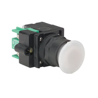 FVPPM24LW-IMCWE-NO-NO | FVPPM24LW-IMCWE-NO-NO - 30mm Main. Illum. 2-Pos. Push-Pull Pushbutton, Full Voltage, 24V AC/DC, LED White, Black Polyester Clamp Ring, Mushroom, White Lens, 2NO | C3 Controls