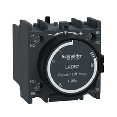 Square D LADR2 TeSys D Time Delay Auxiliary Contact Block, 1 NO + 1 NC, Screw Clamp Terminals, 690V AC 25-400 Hz | Blackhawk Supply