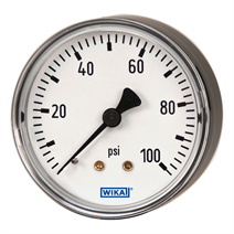 Wika 4253311 111.12 2.0 | 200 psi 1/4 NPT center back mount | Bourdon Tube Pressure Gauge | ABS Plastic or Painted Steel Case, Standard Series - Center Back Mount | Blackhawk Supply