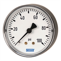 4253494 | 111.12 2.5 | 160 psi 1/4 NPT center back mount | Bourdon Tube Pressure Gauge | ABS Plastic or Painted Steel Case, Standard Series - Center Back Mount | Wika