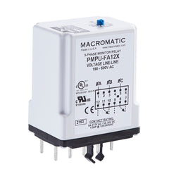 Macromatic PMPU-FA12X 3-Phase Monitor Relay | 12 Pin Plug-in | 190-500VAC | 5A DPDT | Loss/Reversal/Unbalance | Under/Overvoltage | Blackhawk Supply