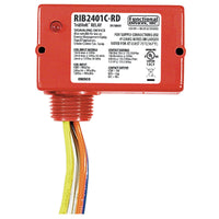 RIB2401C-RD | Enclosed Relay 10Amp SPDT 24Vac/dc or 120Vac Red Housing | Functional Devices