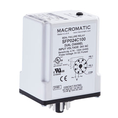 Macromatic SFPAD7C100 Seal Leak Relay | Dual Channel | 4.7-100K Ohms | 24V AC/DC Input | (2) 5 Amp SPNO Relay | Plug-in | Blackhawk Supply