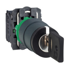 Square D XB5AG03 Harmony Complete Control Selector Switch, 22mm, 2 NO, 600V, 2 AMP, NEMA 4X, 13, Ronis 455 Keylock | Blackhawk Supply