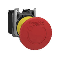 Square D XB5AS8445 Harmony Complete Emergency Stop Pushbutton, Switching Off 22mm Trigger Latching Turn Release 1NO+1NC | Blackhawk Supply