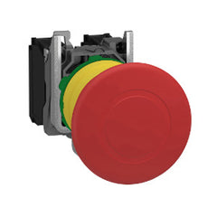 Square D XB5AT845 Harmony Complete Emergency Stop Pushbutton, Switching Off 22mm Trigger Latching Push-pull 1NO+1NC | Blackhawk Supply