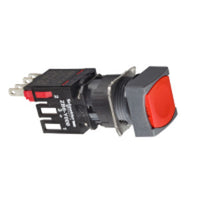 XB6CA45B | Harmony XB6 Red Square Flush Complete Pushbutton 16mm Spring Return, 1 NO + 1 NC, Unmarked | Square D by Schneider Electric