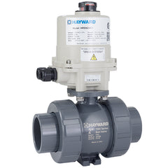 Hayward HRSTBH120STE Actuated 2" PVC TBH Srs Ball Valve w/EPDM seals, SOC/THD,  HRS Act. 120VAC On/Off  | Blackhawk Supply
