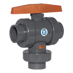 Hayward HCTN1300FE 3" Ready for Actuation 3-Way TU Ball Valve PVC w/EPDM o-rings, flanged ends  | Blackhawk Supply