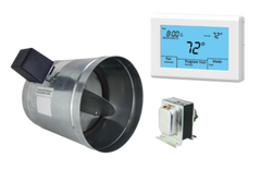 iO HVAC Controls UT32-VK-08 iO HVAC Controls Ventilation Kit includes Titan Thermostat (UT32), 8" 24V Powered Open / Spring Closed Damper, and 20VA Transformer | Blackhawk Supply